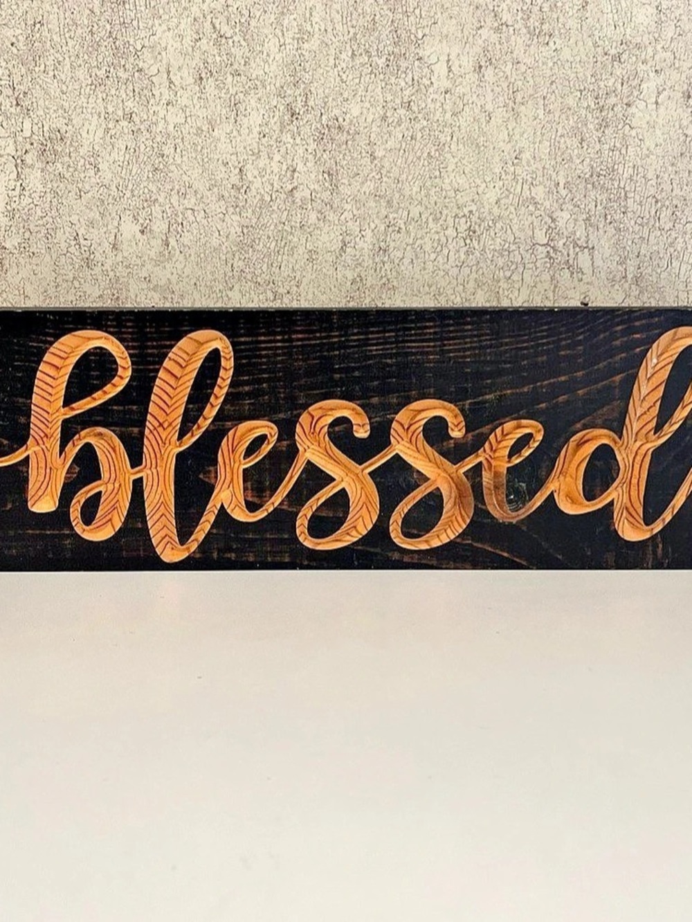 Wooden Blessed Wall Hanging Art Sign Country Farmhouse Rustic Decor 15.5”x5.5”